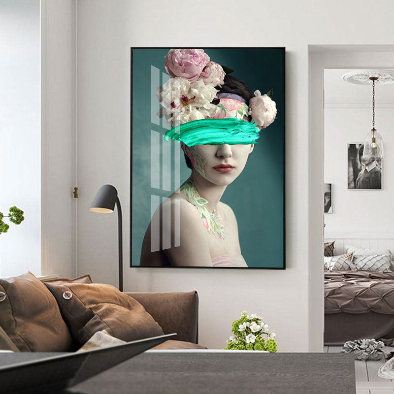 黑白背景装饰画素材高清画芯图库北欧人物动物风景三联画挂画