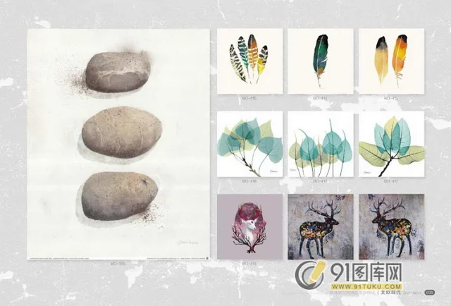 高清装饰画画芯图库第一期 北欧抽像静物建筑客厅装饰画素材