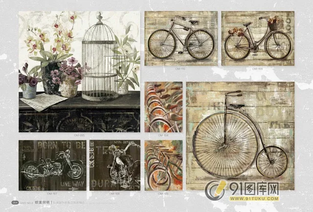 高清装饰画画芯图库第一期 北欧抽像静物建筑客厅装饰画素材