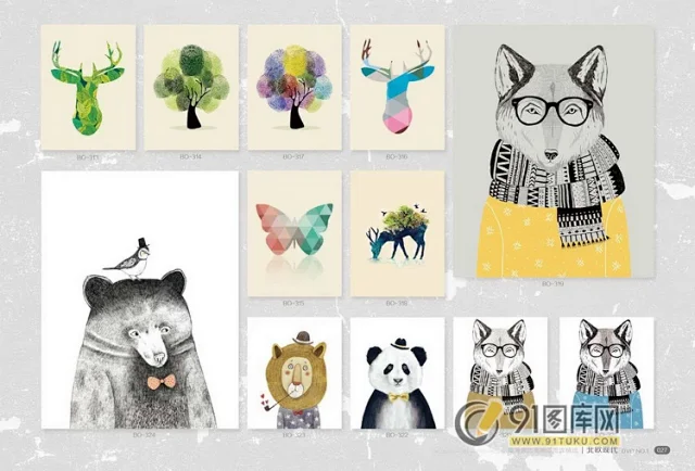 高清装饰画画芯图库第一期 北欧抽像静物建筑客厅装饰画素材