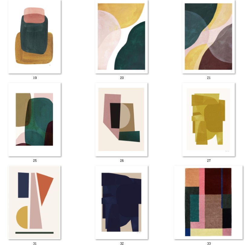 现代简约莫兰迪色块抽象北欧风三联画玄关客厅装饰画素材图库