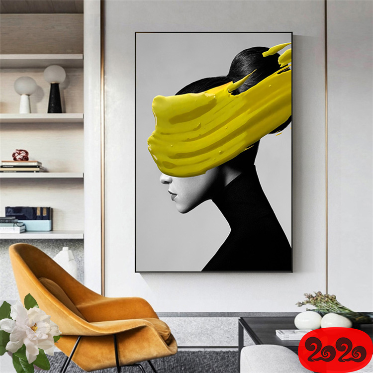 黑白背景装饰画素材高清画芯图库北欧人物动物风景三联画挂画