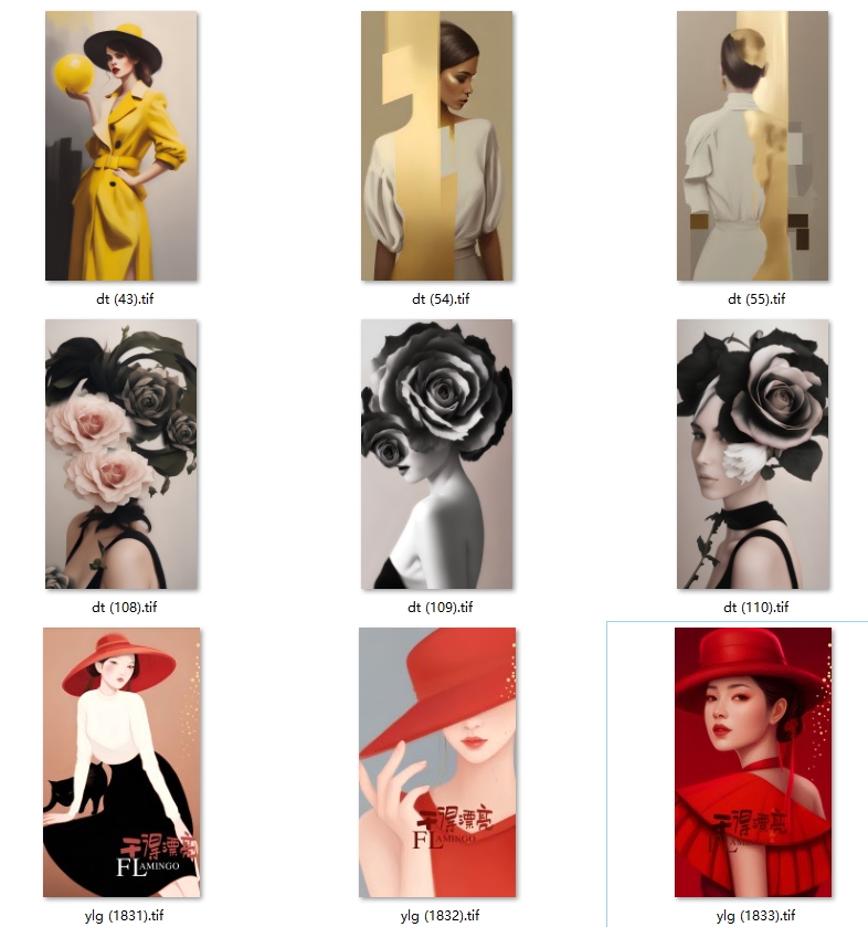 现代轻奢抽象女人女孩美女玄关客厅挂画装饰画画芯高清素材图