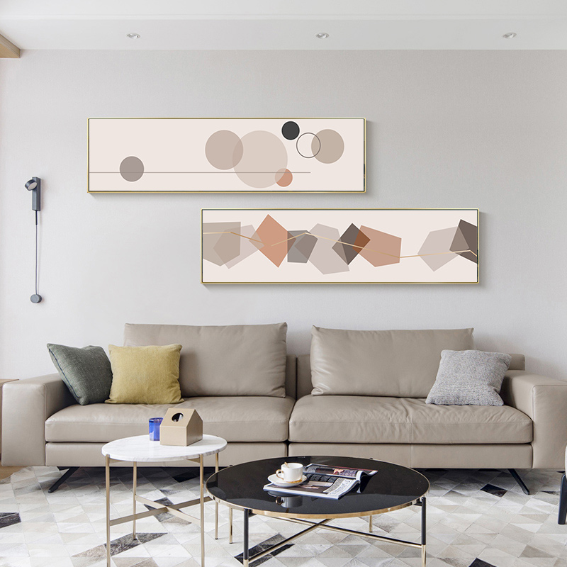 欧清新抽象ins粉色莫兰迪几何图形圆点横幅床头装饰画素材