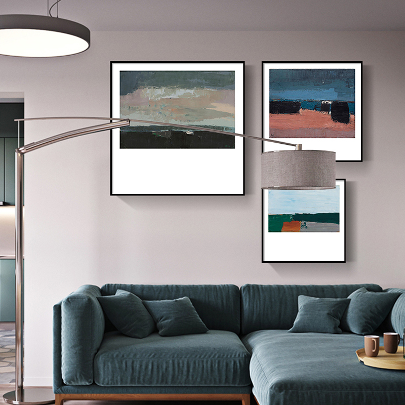 现代文艺复古油画肌理抽象几何色块小众艺术画书房装饰画素材