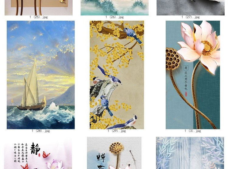 装饰画画芯素材高清新图库现代简约北欧新中式抽象玄关走廊过道