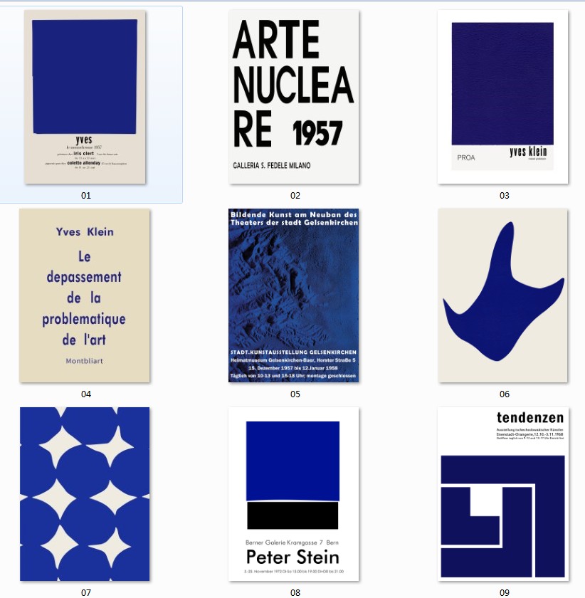 北欧风法式小众极简克莱因蓝白色现代简约客厅组合装饰画芯素材