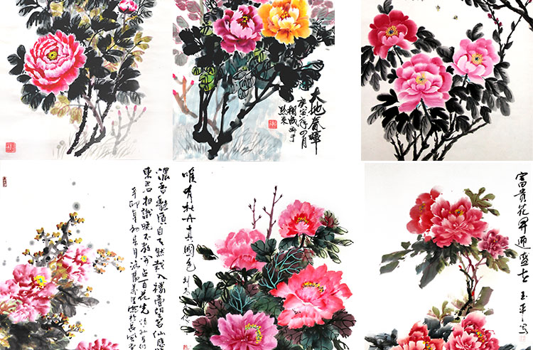 花开富贵牡丹装饰画画芯素材精选图集高清国画绘画花卉图片