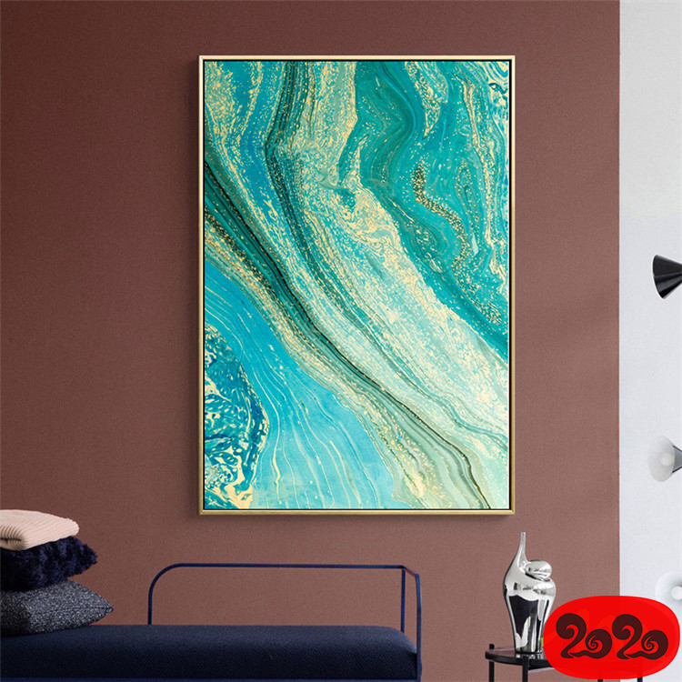 意境蓝色肌理抽象水墨山水大理石纹理背景装饰画高清图设计素材