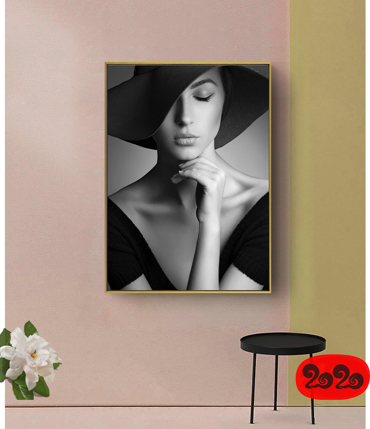 黑白背景装饰画素材高清画芯图库北欧人物动物风景三联画挂画