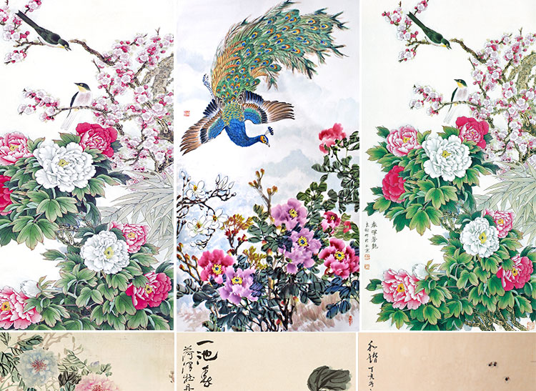 花开富贵牡丹装饰画画芯素材精选图集高清国画绘画花卉图片