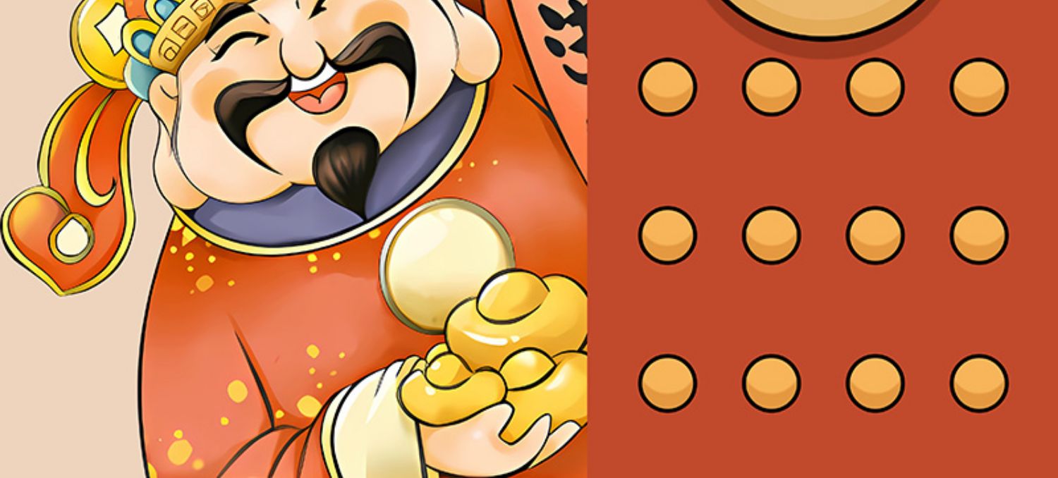 网红国潮中国风财神恭喜发财年画店铺玄关装饰画高清素材图片库