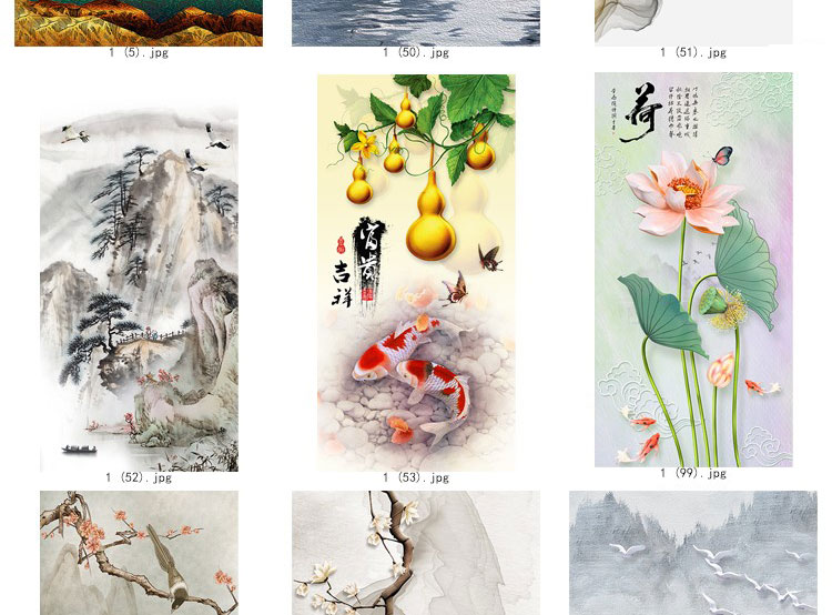 装饰画画芯素材高清新图库现代简约北欧新中式抽象玄关走廊过道