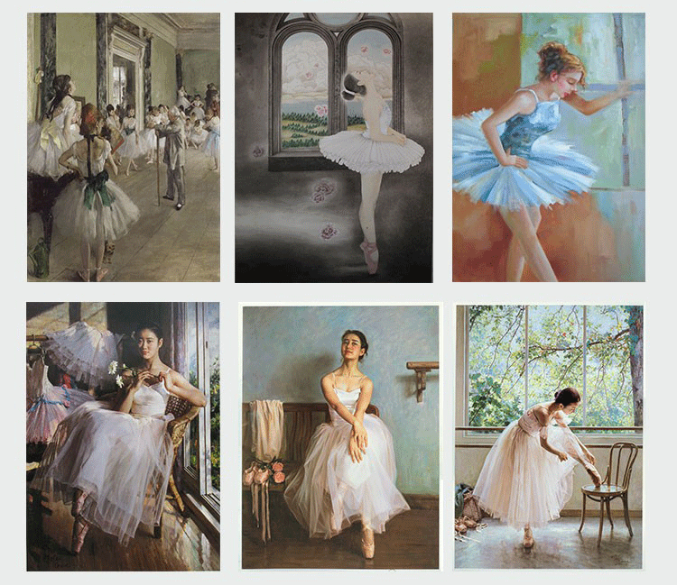 芭蕾舞蹈艺术学校教室练舞房装饰画油画素材高清图库喷绘源文件