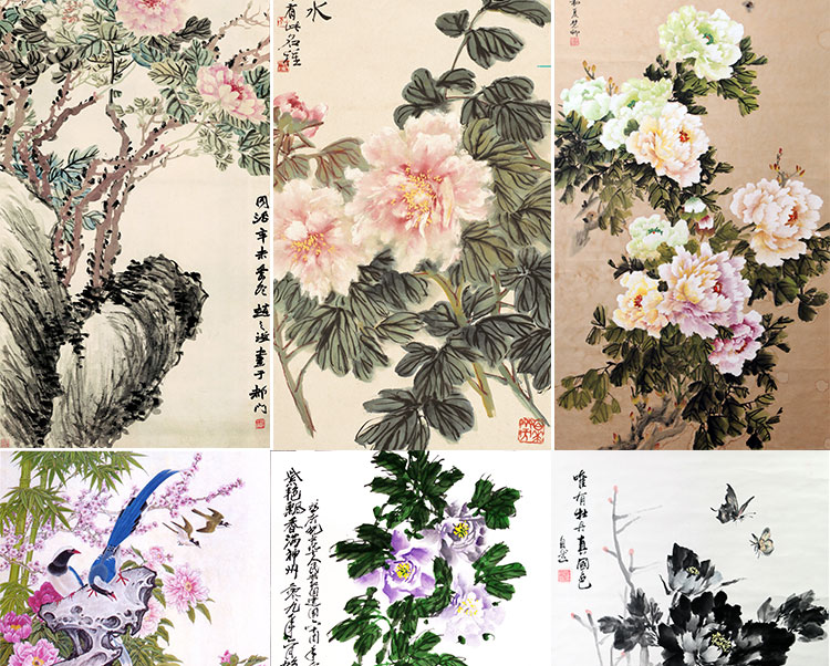 花开富贵牡丹装饰画画芯素材精选图集高清国画绘画花卉图片