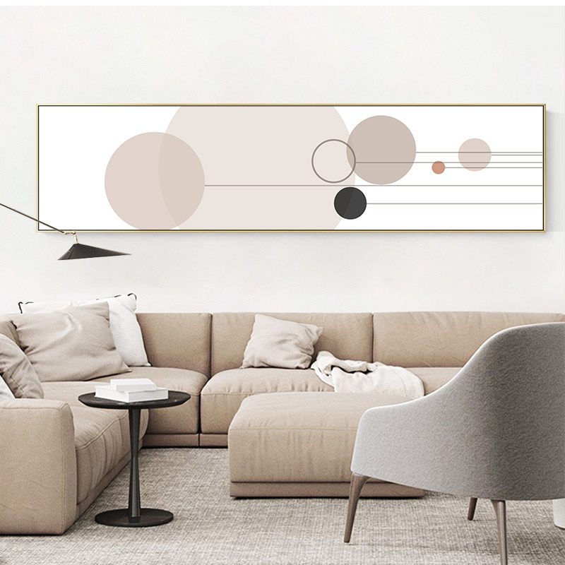 欧清新抽象ins粉色莫兰迪几何图形圆点横幅床头装饰画素材