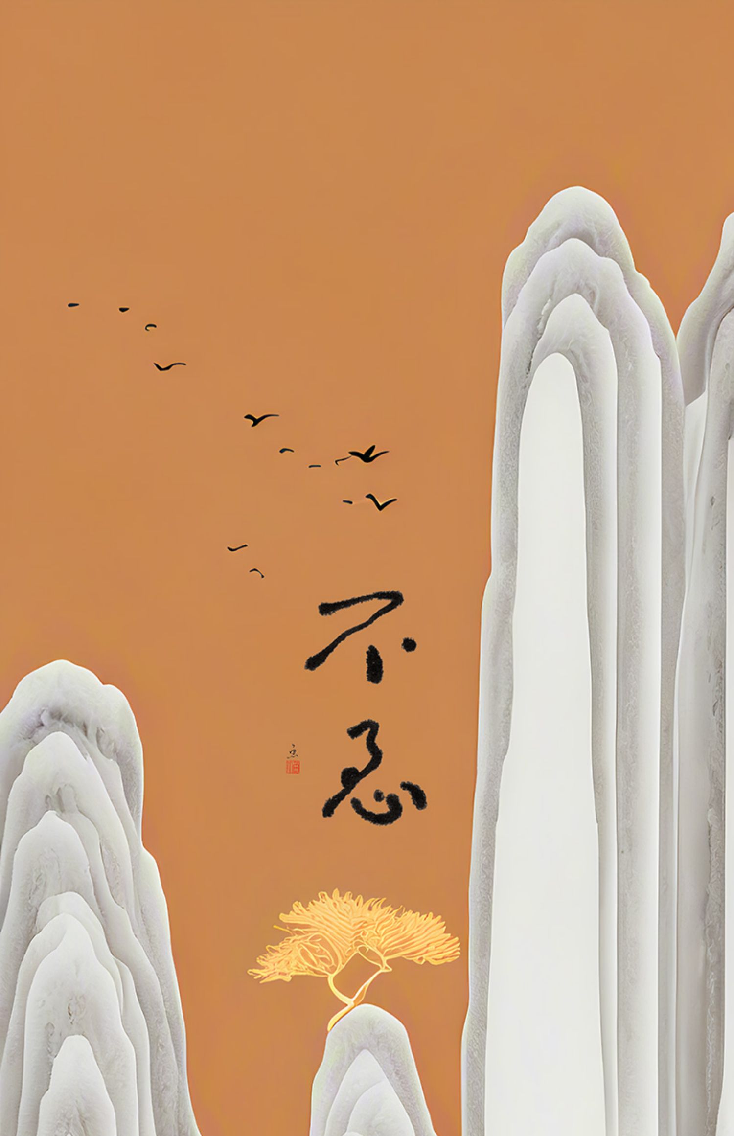 新中式古风禅意玄关山水背景墙壁挂画图片装饰画画芯高清素材图库