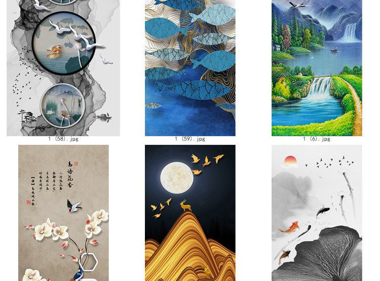 装饰画画芯素材高清新图库现代简约北欧新中式抽象玄关走廊过道