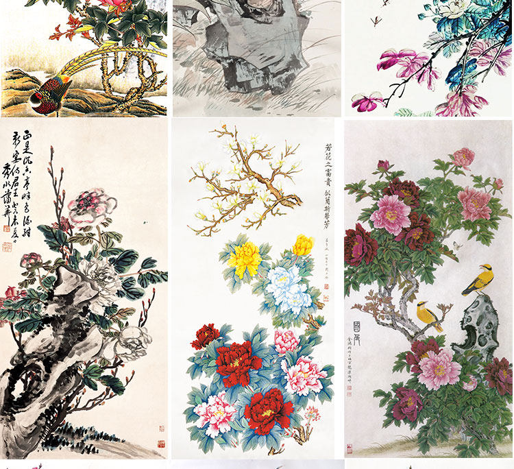 花开富贵牡丹装饰画画芯素材精选图集高清国画绘画花卉图片