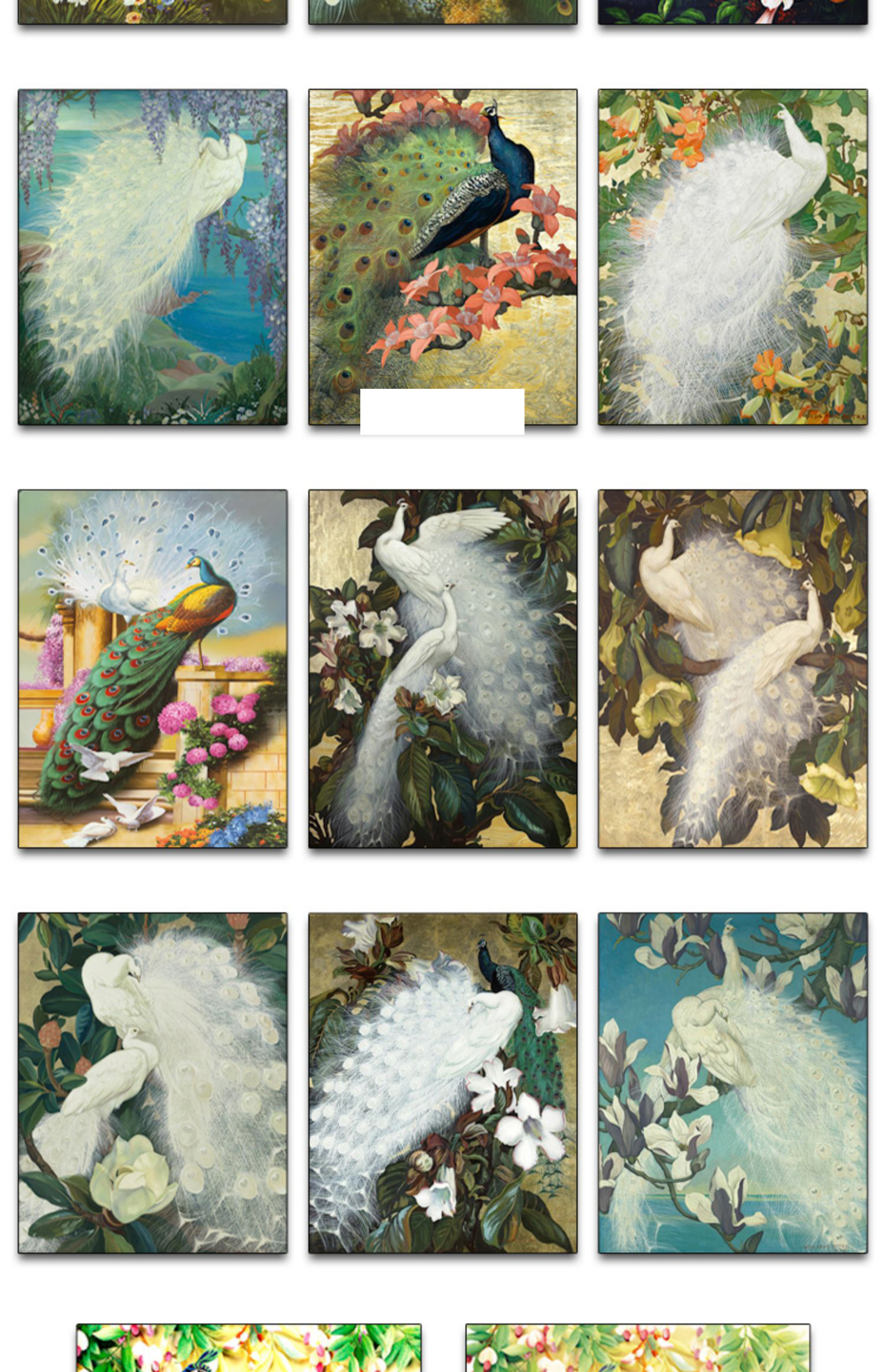 新中式工笔国画花开富贵牡丹孔雀古典欧式玄关装饰画素材图库