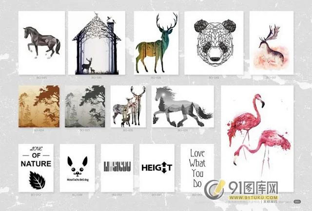 高清装饰画画芯图库第一期 北欧抽像静物建筑客厅装饰画素材