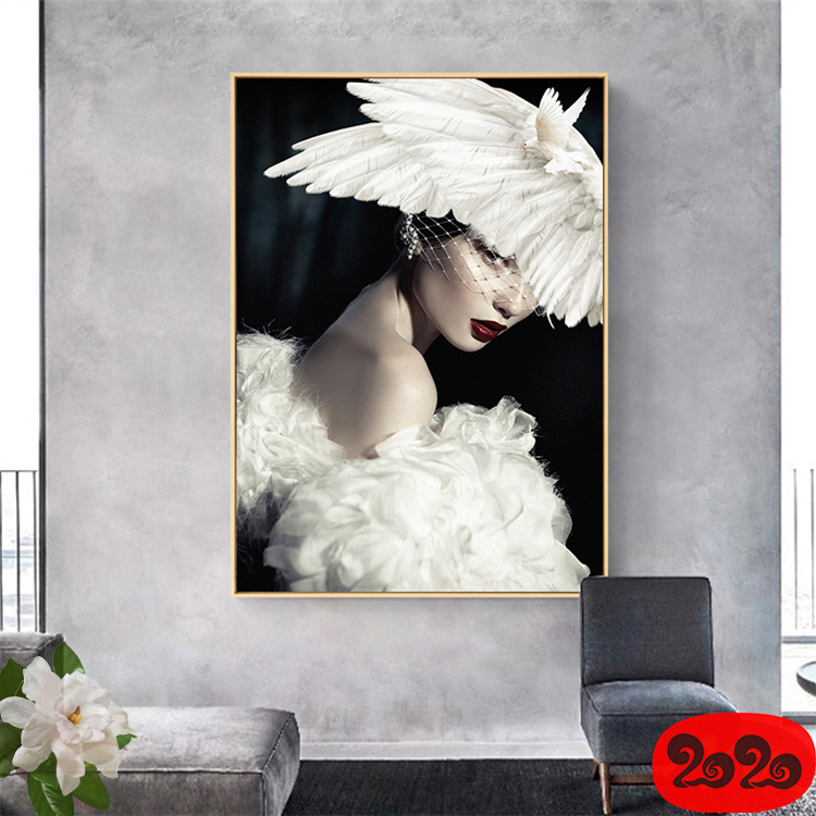 黑白背景装饰画素材高清画芯图库北欧人物动物风景三联画挂画