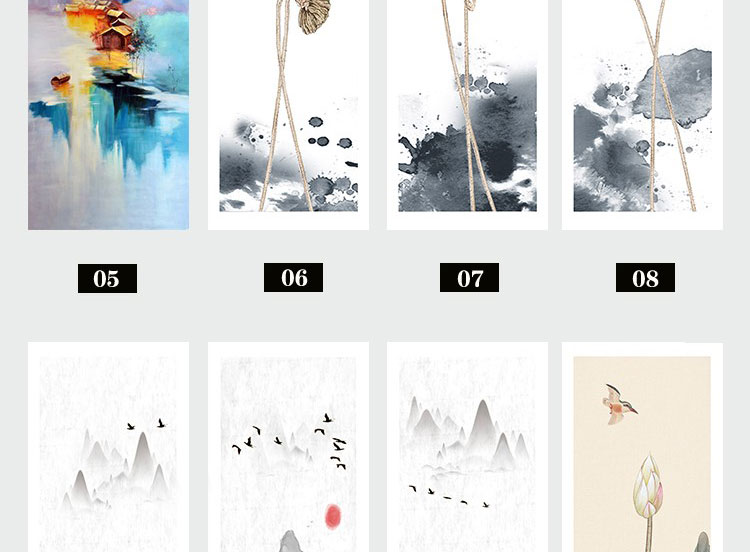装饰画画芯素材高清新图库现代简约北欧新中式抽象玄关走廊过道