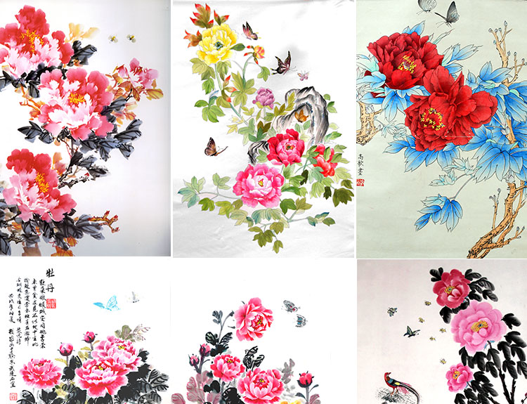 花开富贵牡丹装饰画画芯素材精选图集高清国画绘画花卉图片