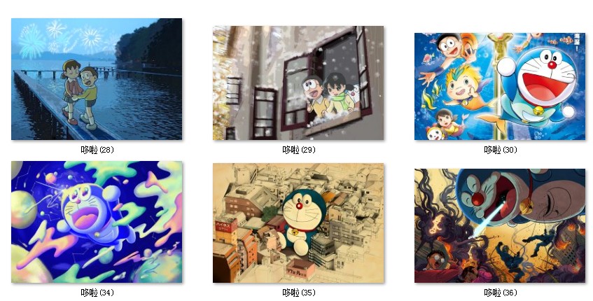 卡通动漫哆啦A梦机器猫儿童房卧室装饰画画芯高清素材图片库