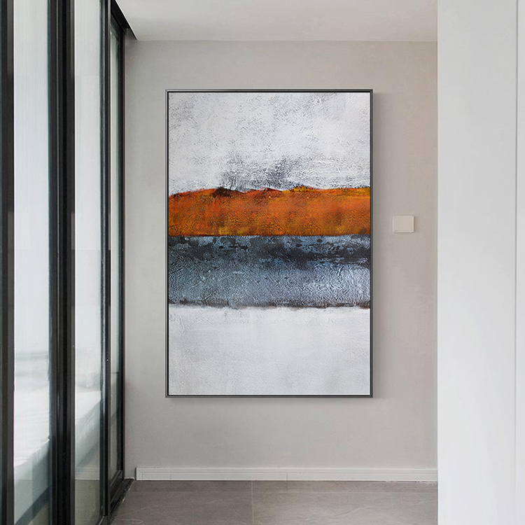 现代简约极简手绘抽象莫兰迪色块油画客厅装饰画芯高清素材图库