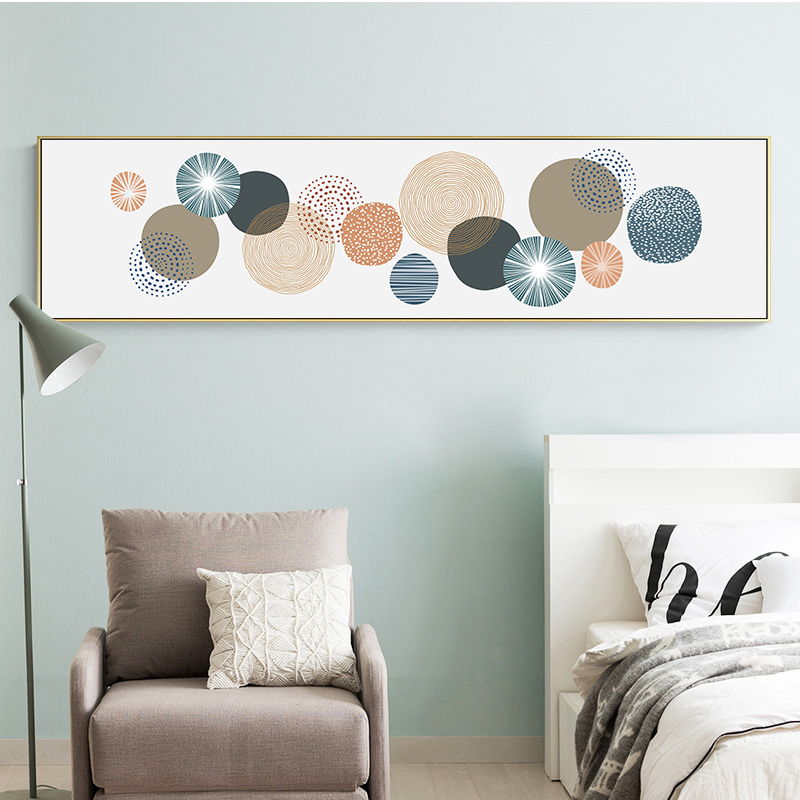 欧清新抽象ins粉色莫兰迪几何图形圆点横幅床头装饰画素材