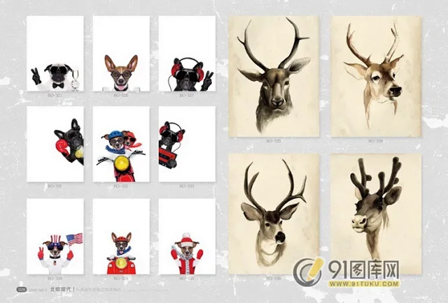 高清装饰画画芯图库第一期 北欧抽像静物建筑客厅装饰画素材