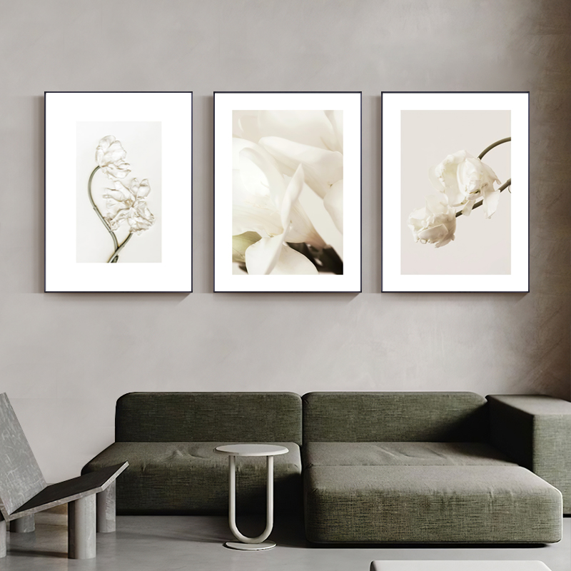 北欧现代简约植物花卉人物黑白艺术客厅沙发装饰画画芯图素材