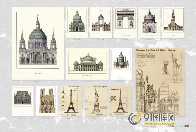 高清装饰画画芯图库第一期 北欧抽像静物建筑客厅装饰画素材