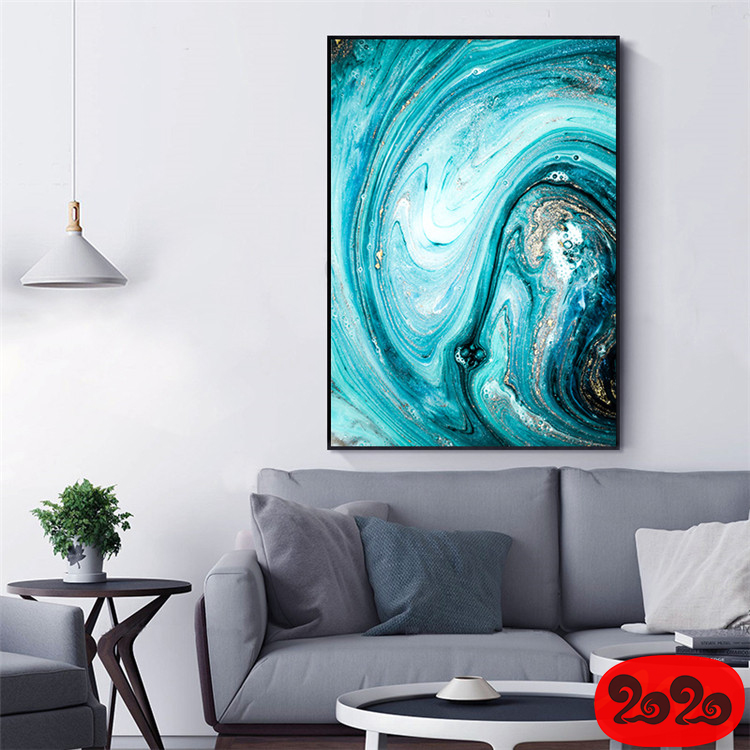 意境蓝色肌理抽象水墨山水大理石纹理背景装饰画高清图设计素材