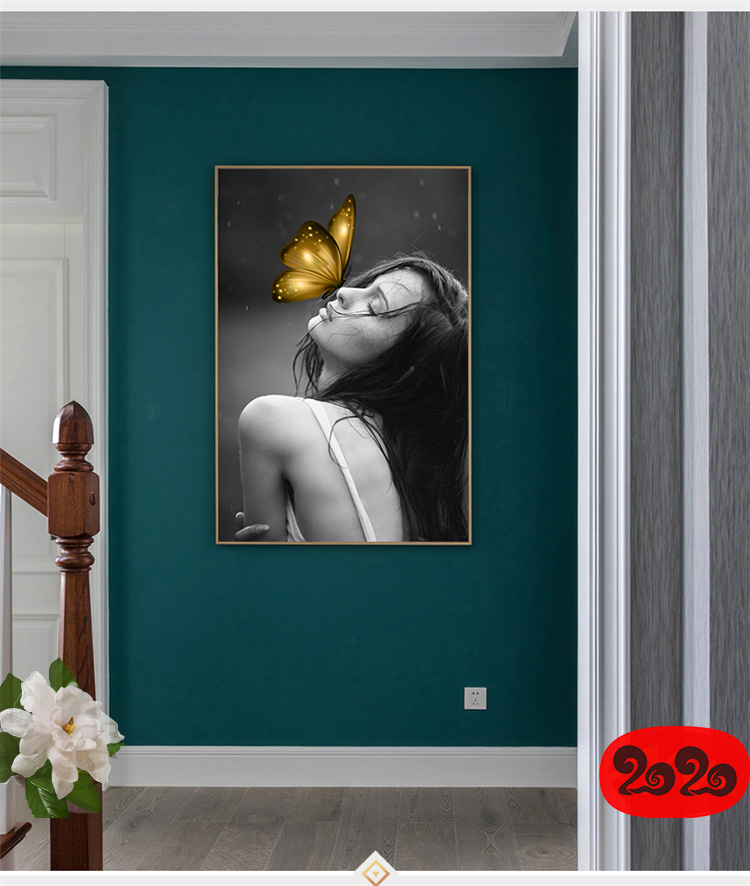 黑白背景装饰画素材高清画芯图库北欧人物动物风景三联画挂画