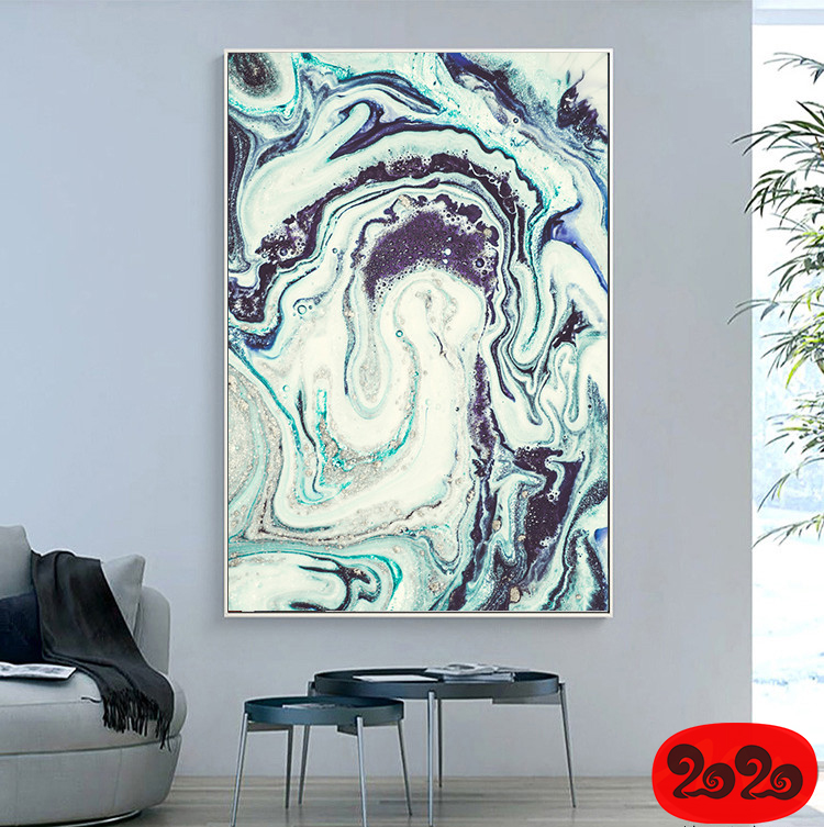 意境蓝色肌理抽象水墨山水大理石纹理背景装饰画高清图设计素材