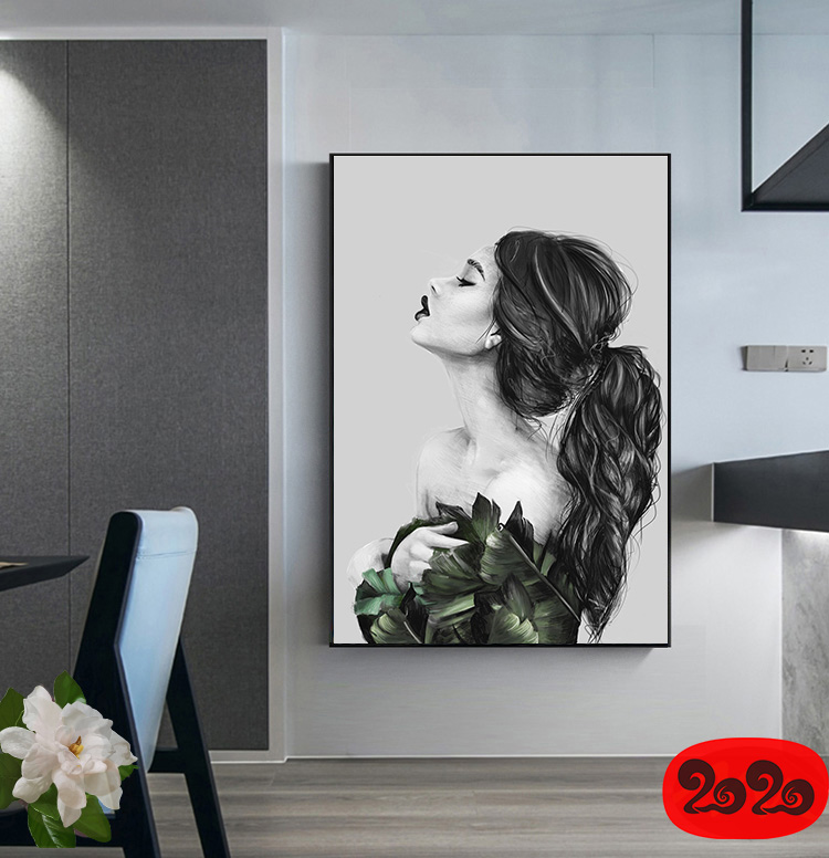 黑白背景装饰画素材高清画芯图库北欧人物动物风景三联画挂画