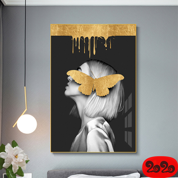 黑白背景装饰画素材高清画芯图库北欧人物动物风景三联画挂画