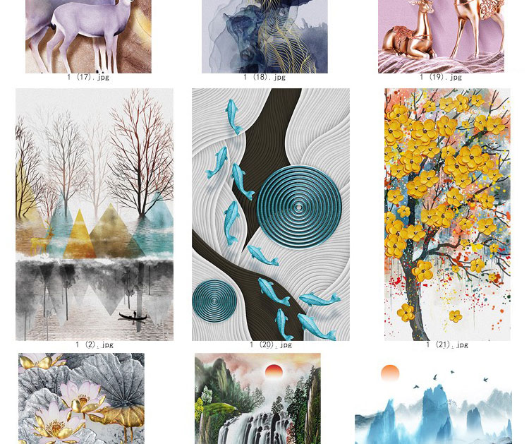 装饰画画芯素材高清新图库现代简约北欧新中式抽象玄关走廊过道