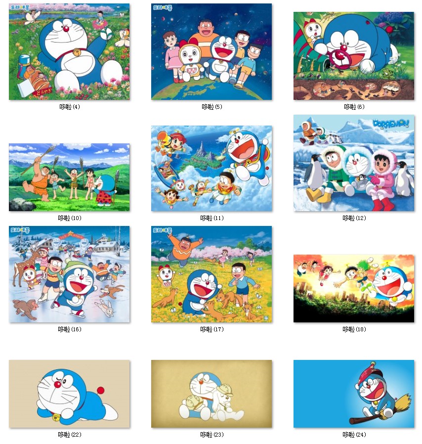 卡通动漫哆啦A梦机器猫儿童房卧室装饰画画芯高清素材图片库