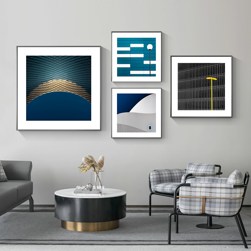 现代简约北欧风工业风莫兰迪色轻奢建筑摄影装饰画画芯高清素材