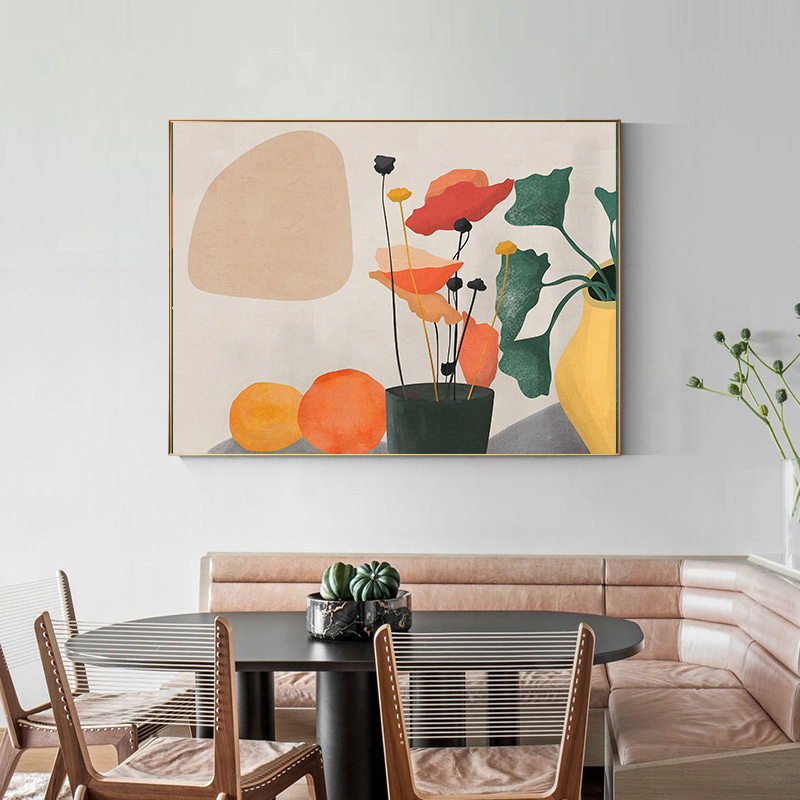 简约北欧水彩植物猫咪水果餐厅轻奢电表箱装饰画画芯喷绘素材