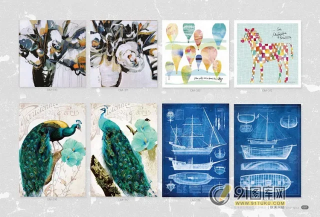 高清装饰画画芯图库第一期 北欧抽像静物建筑客厅装饰画素材