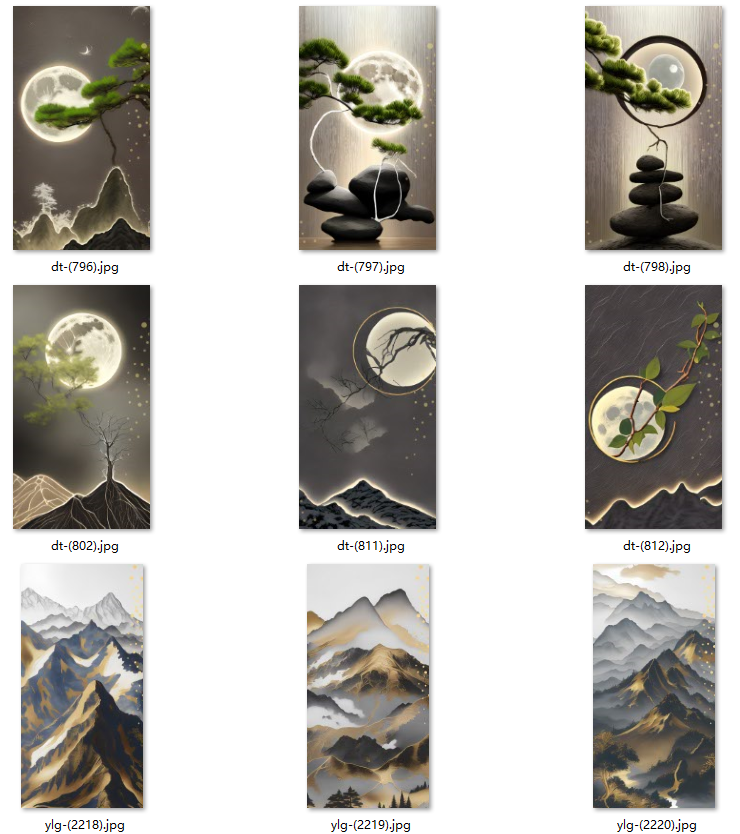 新中式古风禅意玄关山水背景墙壁挂画图片装饰画画芯高清素材图库