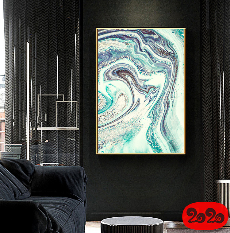 意境蓝色肌理抽象水墨山水大理石纹理背景装饰画高清图设计素材