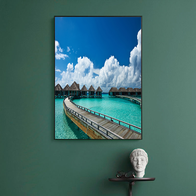 北欧简约大海自然山水风景玄关背景墙装饰画素材画芯电子图库