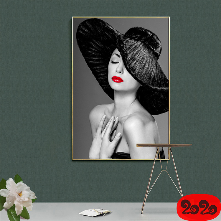 黑白背景装饰画素材高清画芯图库北欧人物动物风景三联画挂画