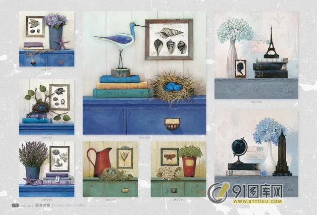 高清装饰画画芯图库第一期 北欧抽像静物建筑客厅装饰画素材