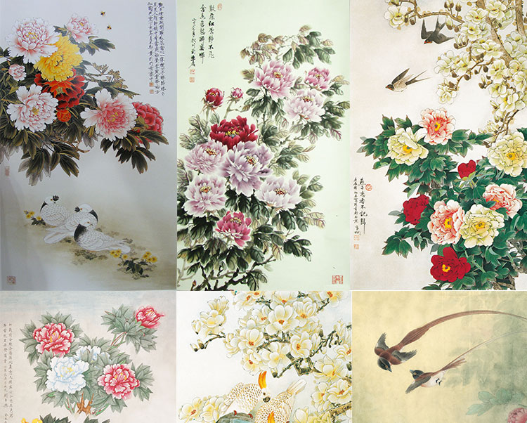 花开富贵牡丹装饰画画芯素材精选图集高清国画绘画花卉图片